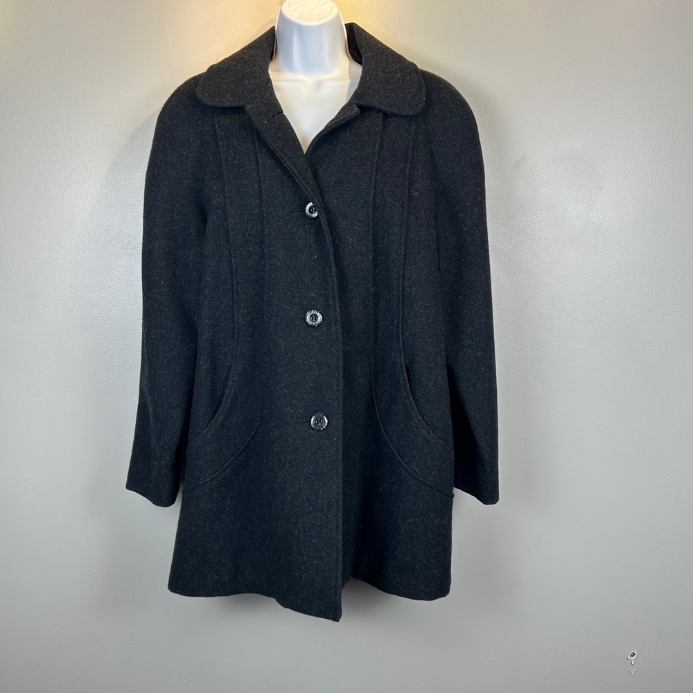 Braetan Womens Charcoal Gray 100% Wool 3-Button Car Coat Jacket Size 12 Ukraine